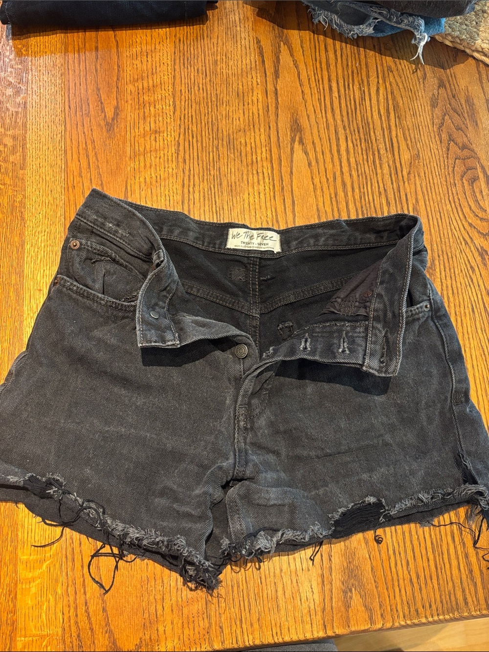 We The Free Now or Never Black Frayed Denim Cutoff Shorts